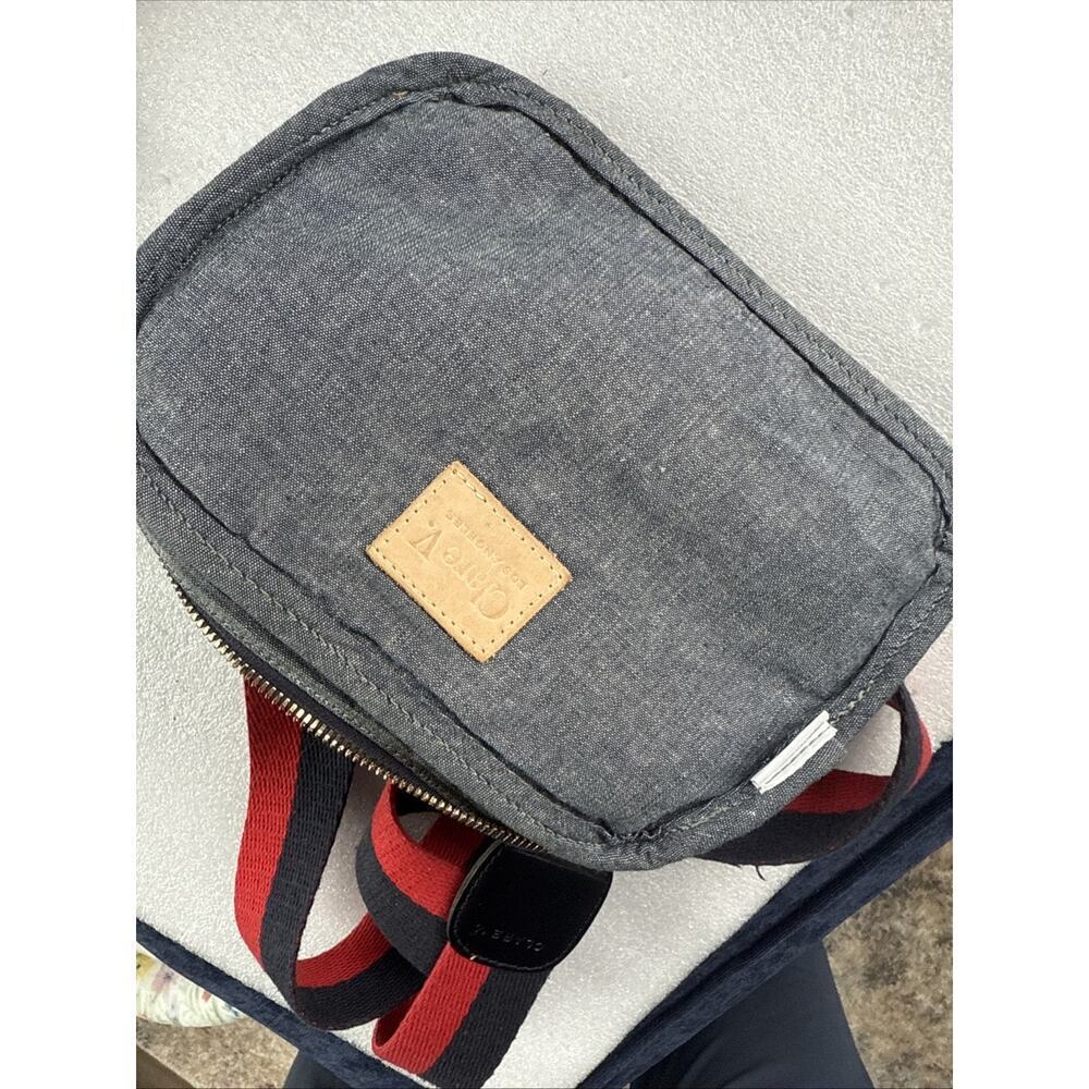 CLARE V Snakeskin Navy & Red Stripe Strap Midi Sac Crossbody $375 - Picture 12 of 12